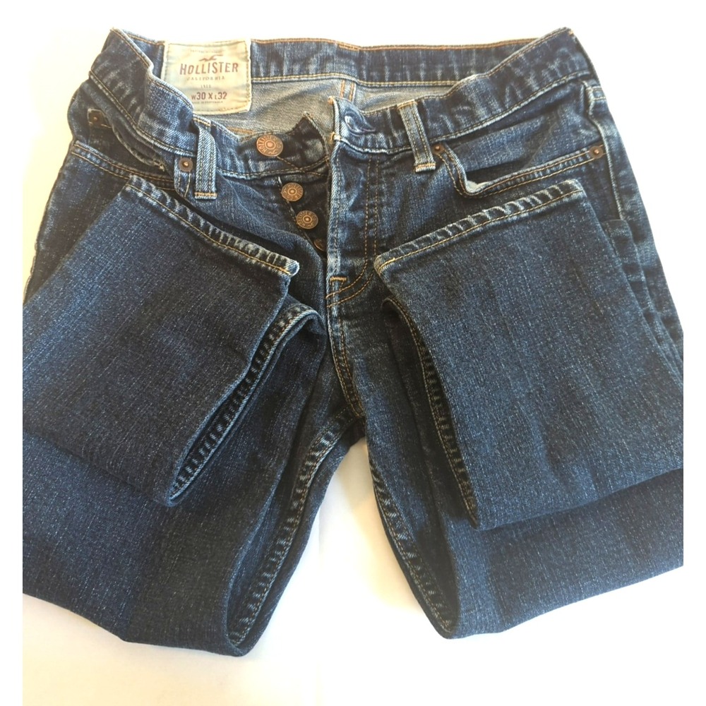 Hollister Super Skinny Jeans Men 30x32 Button Fly Dark Wash Denim Preppy Hipster